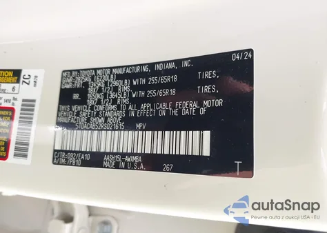 2024 Toyota Grand Highlander Hybrid Xle from USA, damaged, VIN 5TDACAB52RS021615